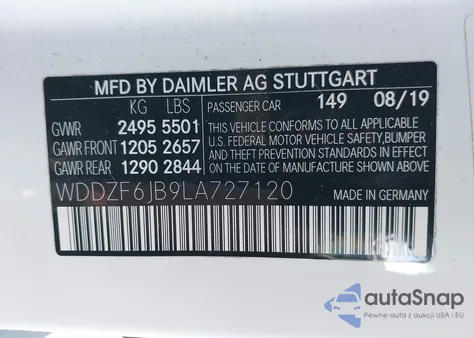 2020 Mercedes-Benz E 450 4Matic z USA, uszkodzony, nr VIN WDDZF6JB9LA727120